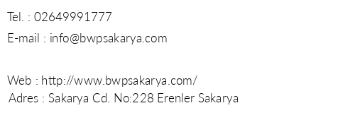 Best Western Premier Sakarya telefon numaralar, faks, e-mail, posta adresi ve iletiim bilgileri